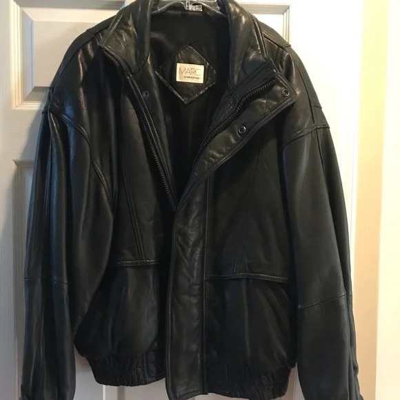 Mens Marc by Andrew Marc leather bomber jacket - Picture 3 of 4